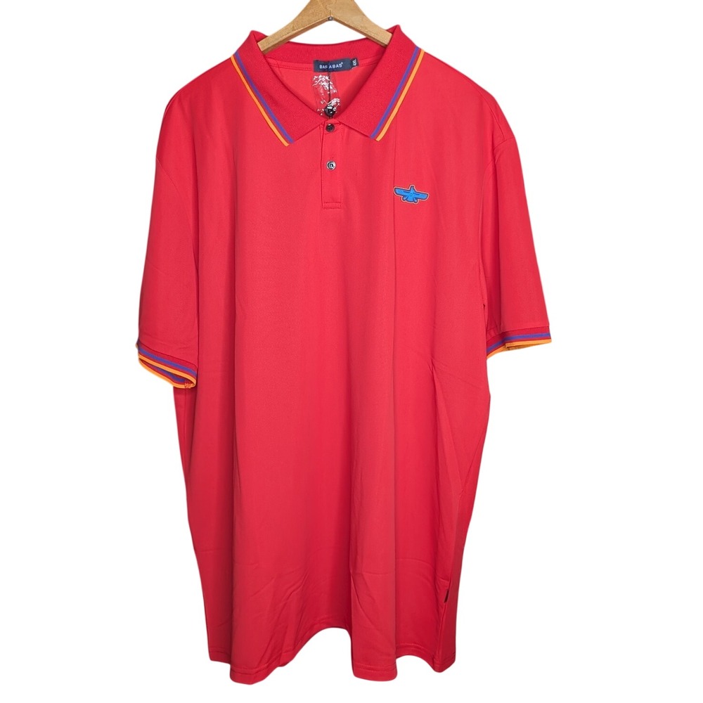 Barabas Red Contrast Trim Polo Shirt 4XL NWT Short Sleeve Designer Casual 3PS126